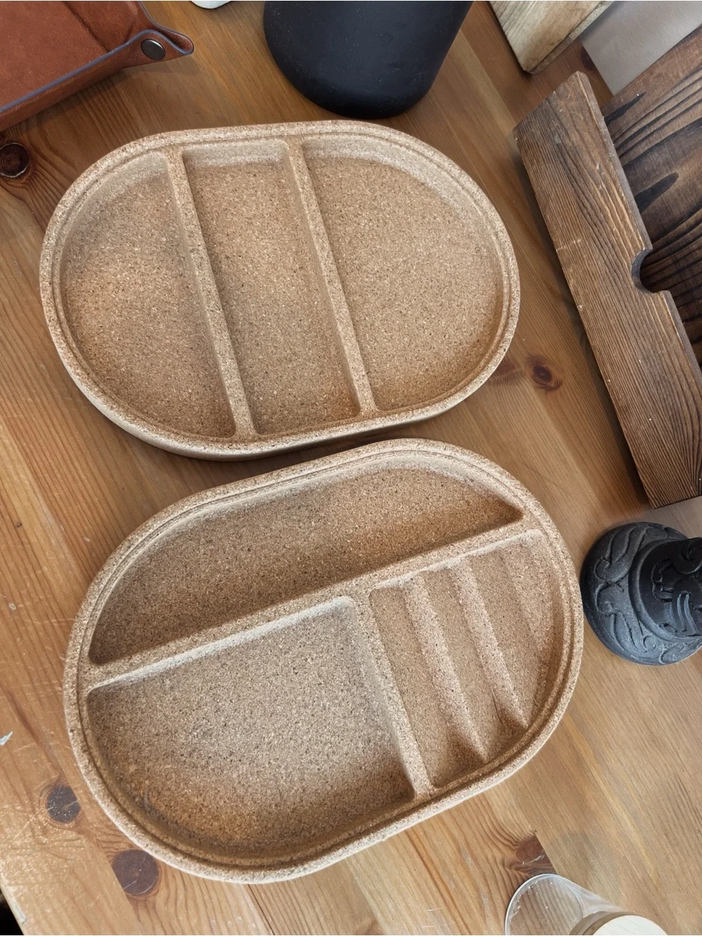 Cork Divided Jewelry/Bathroom Organizer Tray - Natural